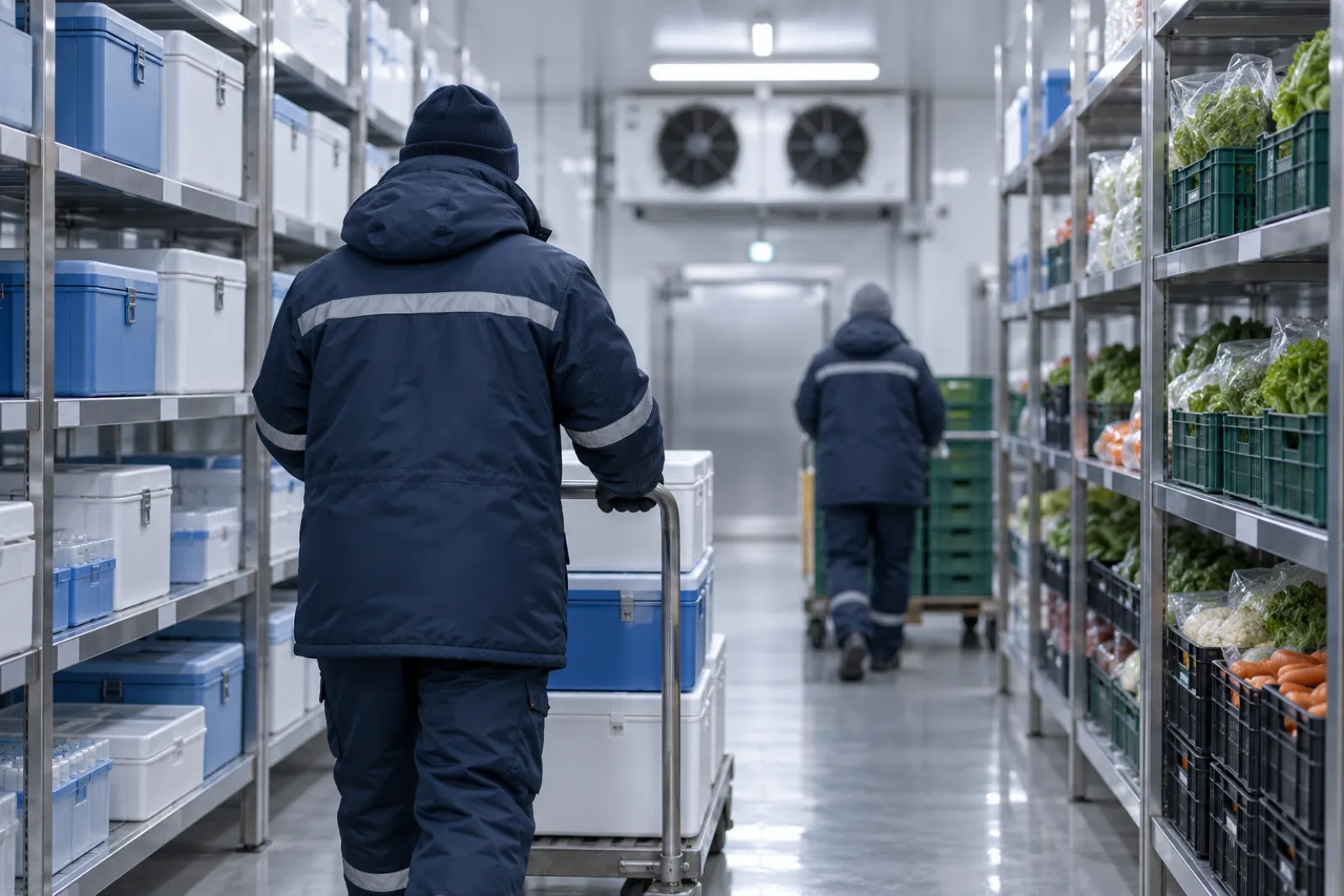 Illustrative image of temperature-controlled shipments being prepared for dispatch